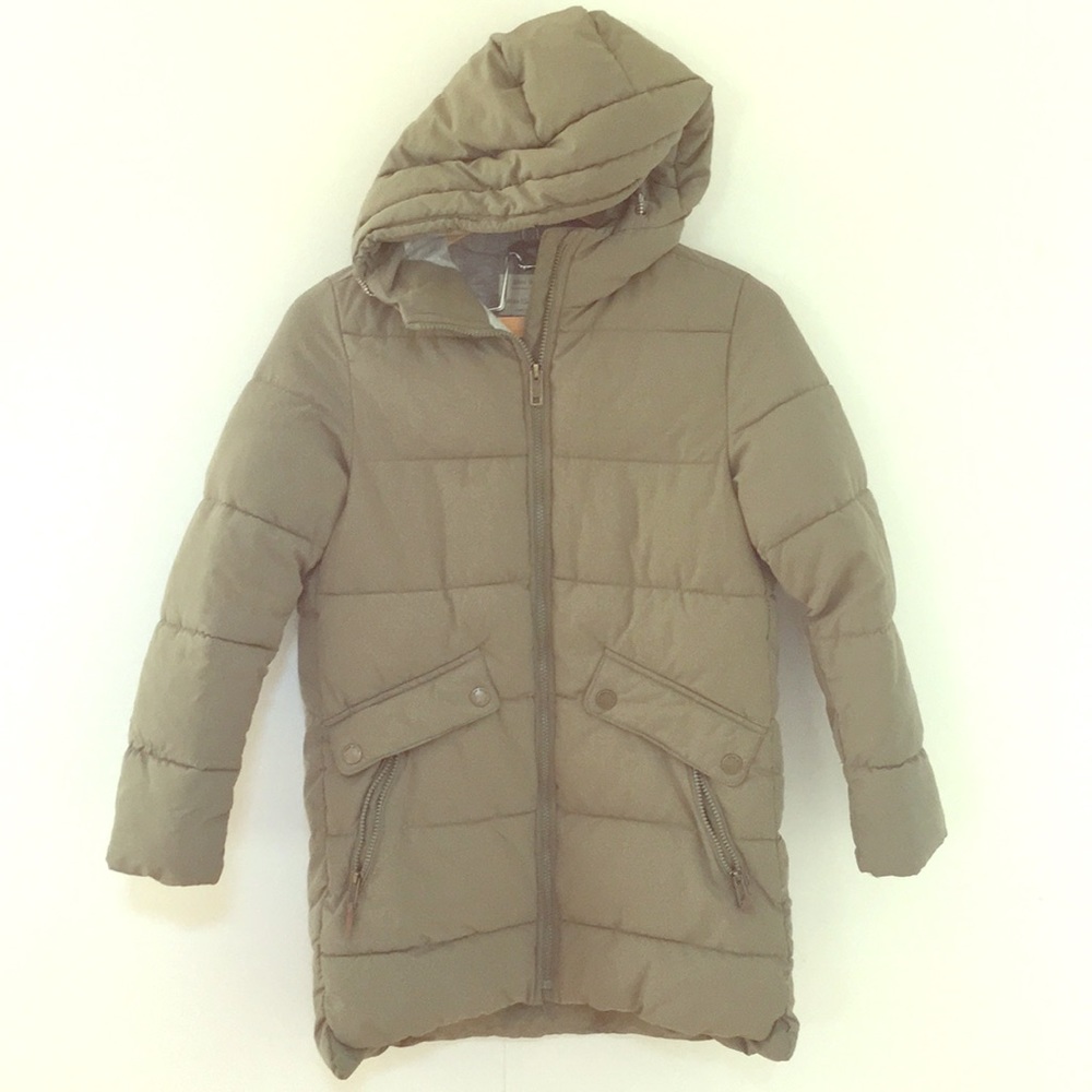 Zara Girls army green winter coat, size 11/12